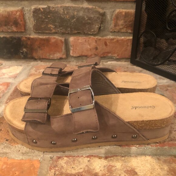 Outwoods Trend-1 Platform Faux Suede Cork Sandal Size 8 - Picture 1 of 7